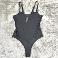 Steve Madden Sheer Mesh Thong Bodysuit Medium Black Snap Teddy Adjustable Straps