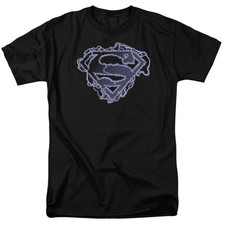 SUPERMAN ELECTRIC SUPES SHIELD Licensed Adult Men's Graphic Tee Shirt SM-6XL
