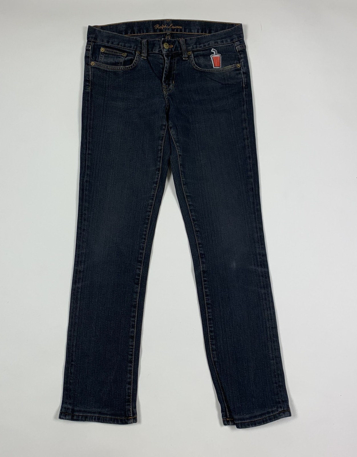Ralph lauren jeans donna usato slim stretch W28 tg 42 blu denim T8763