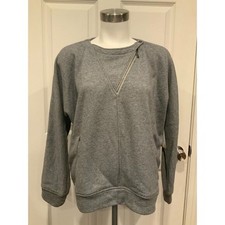 BCBG Max Azria Gray Sweatshirt W/ Pockets & Zip W/ Mesh Neckline, Size M