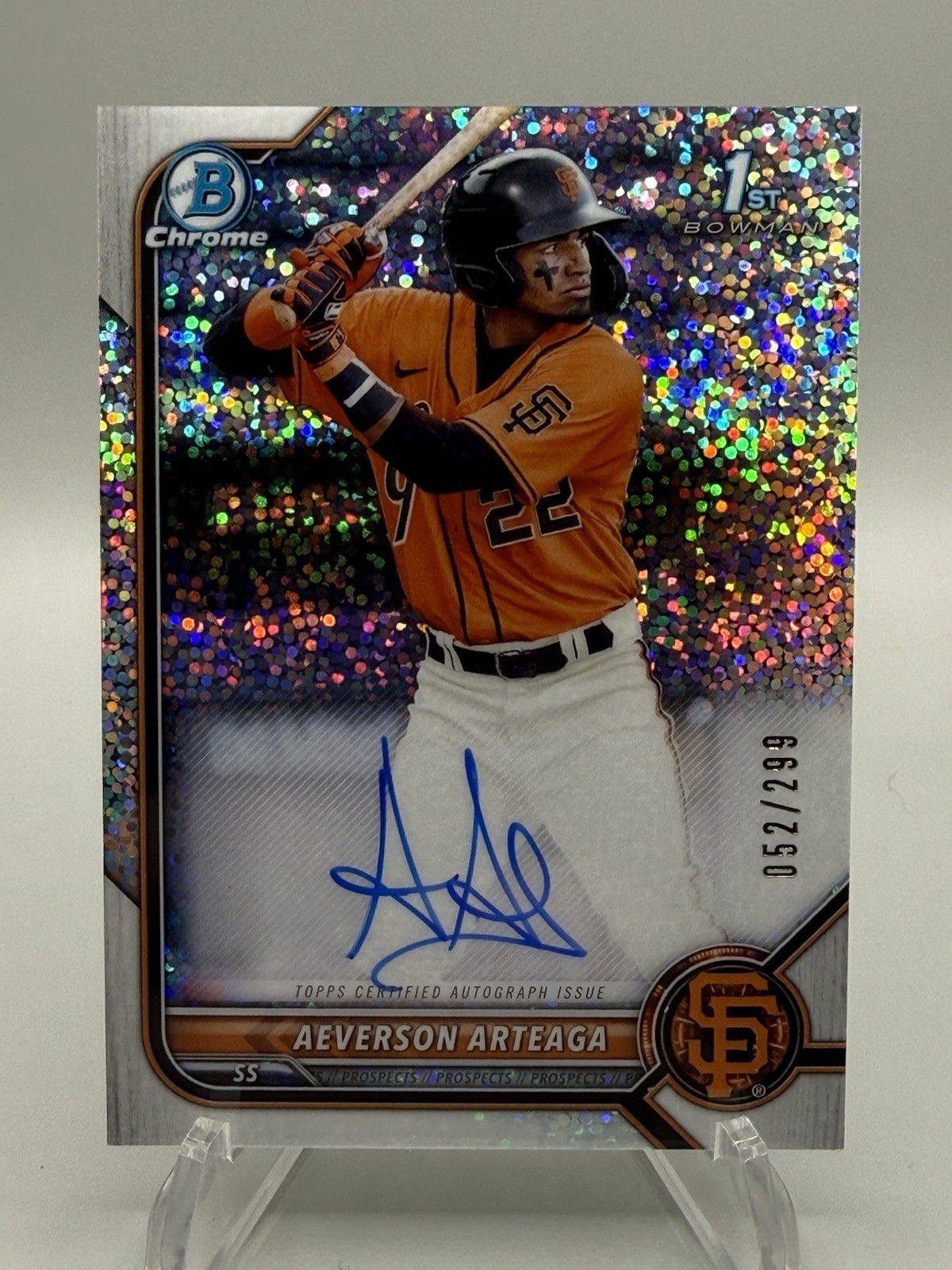 2022 Bowman Chrome 1st AEVERSON ARTEAGA Speckle Refractor Auto /299