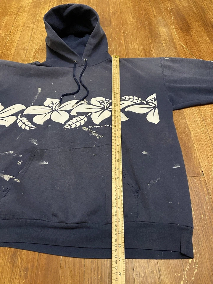 Vintage Thrashed Faded Wrap Around AOP Aloha Floral Graphic Surf Hoodie Men’s XL - Image 4 of 4