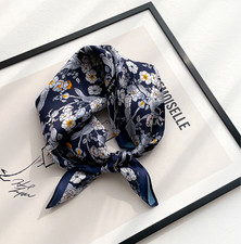 100 Silk Scarf Bandanna Shawl 53X53cm flower Print Square Neckerchief Wrap