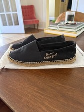 Saint Laurent Women s Canvas Espadrille Flats Embroidered Logo Slip-On 8