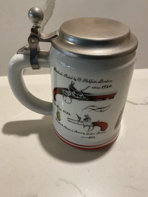 ERBO ZINN  Beer Stein w/ hinged marked pewter lid
