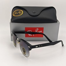 Ray-Ban RB3016 Clubmaster Sunglasses Black Frame Gradient Blue Lens 51-20-145mm