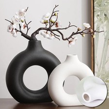Modern Donut Vase | Minimalist Circle Flower Pot for Home & Wedding Decor