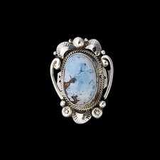 Sterling Silver Size 9 Denim Lapis Ring Intricate Southwest Design