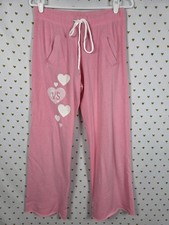 Victorias Secret BLING Sequined Heart Sweats Sweatpants Flare Pink XS
