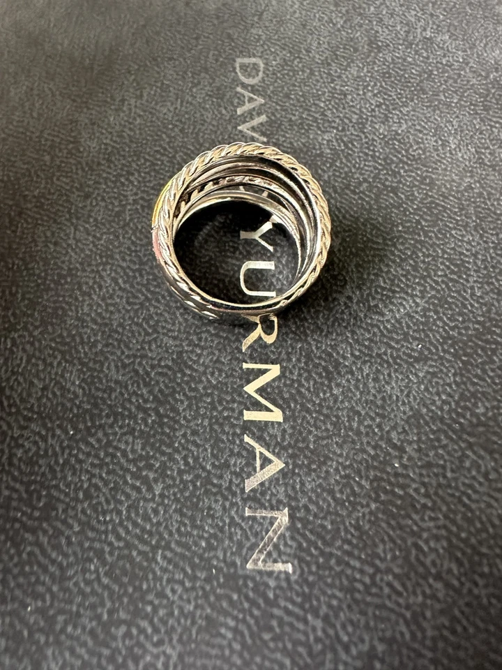 David Yurman 925/18K anel de banda cruzada de dois tons – tamanho 7 - Imagem 3 de 4