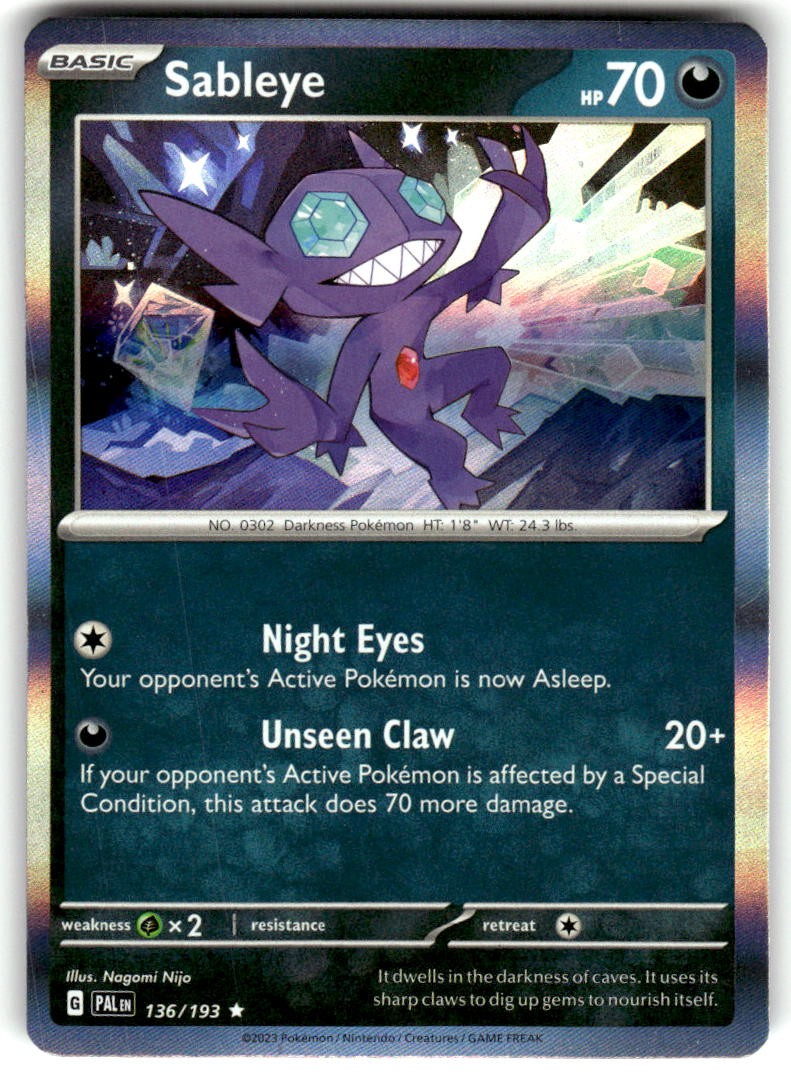 Sableye Holofoil 136/193 Near Mint Paldea Evolved