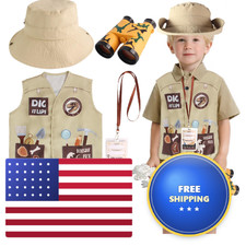Kyson Kids Dinosaur Paleontologist Costume Explorer Hat Vest Zoo Keeper Outfit
