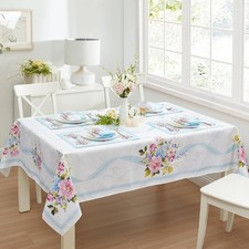 ewbridge Cottage Rose Rectangle Fabric Tablecloth, 60 x 84 Inch, Easy Care Wrink
