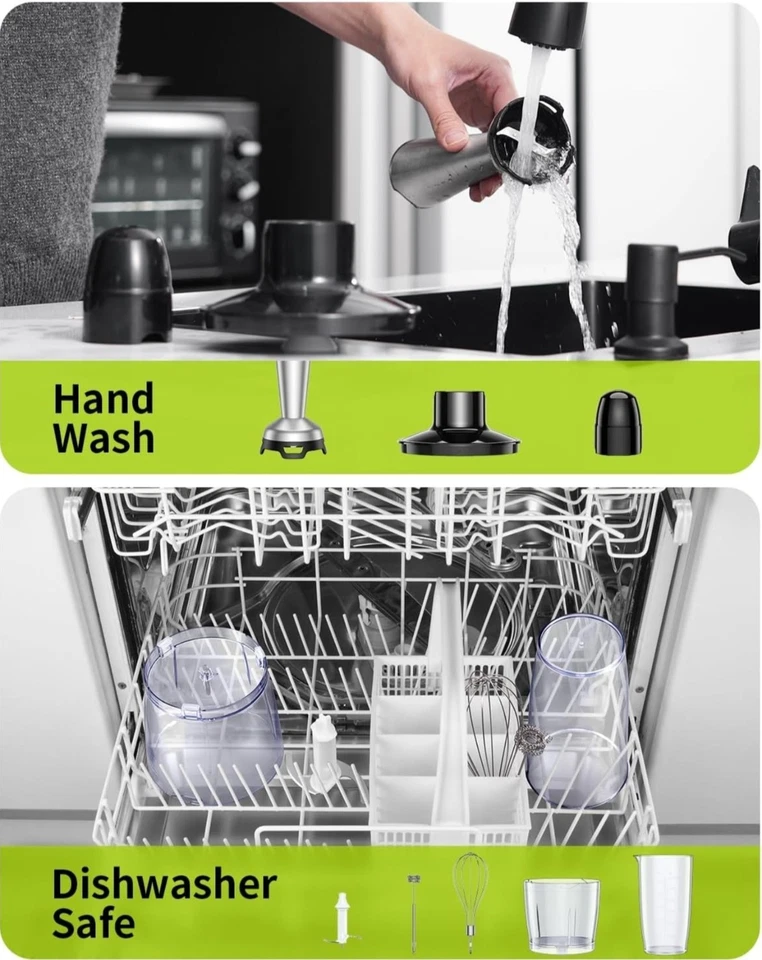 Stabmixer, 5 in 1 Stabmixer für Küche, Leistung 1200 W, 20 Geschwindigkeiten & Turbo Stick - Bild 2 von 4