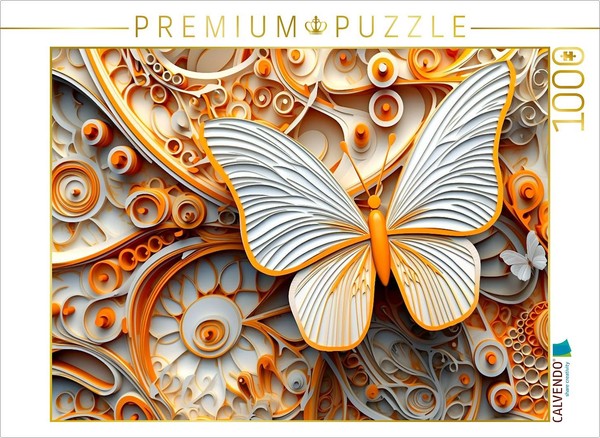 Calvendo Puzzle Orange White Butterfly In Relief | 1000 Pieces, Finished Size 25-image