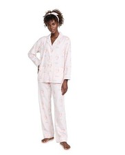 NWT PJ Salvage Women's Flannel PJ Set with Headband, Pink Mist Rose - X-Large