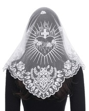 Catholic Church Veil, Triangular Mantilla, Rose Sacred Heart, Mass, Chapel, Holy