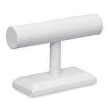 SSWBasics Small White Faux Leather T-Bar Display - RTA- Elegant T-Bar Bracelet