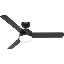 Hunter Fan 52 inch Matte Black Indoor Ceiling Fan with LED Light and Remote