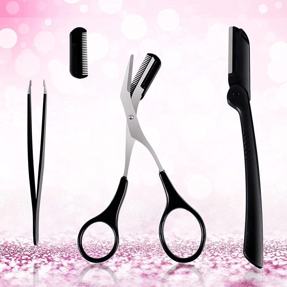 3-In-1 Eyebrow Scissors Kit，Eye Brow Cutter for Women，Eyebrow Grooming Kit Speci