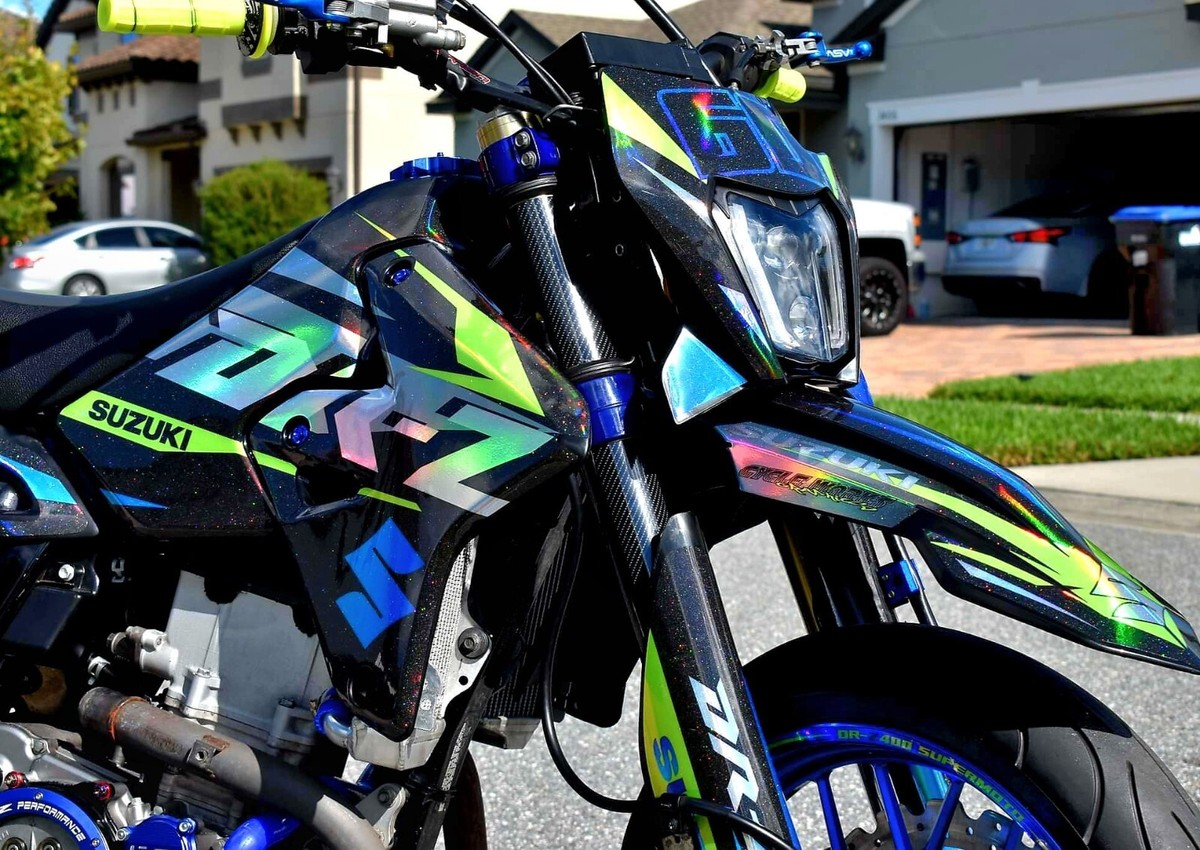 Chrome Holographic graphics kit Suzuki DRZ400 DRZ 400sm Supermoto