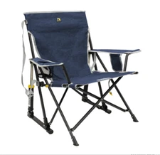 GCI Outdoor Kickback Rocker Foldable Rocking Camp Chair, Heathered Indigo