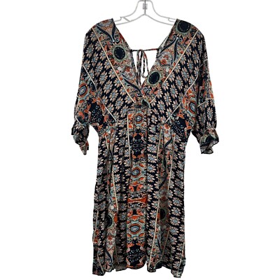 Elings Women's V-Neck Short Sleeve A-Line Dress Size 18 Above Knee | eBay