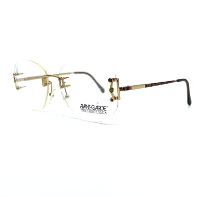 Monture De Lunettes Vintage Luxottica 7570 Or Plaqué - 55[]18 140 Mm