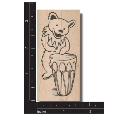 RUBBER STAMP, Grateful Dead, Dead Head, Dancing Bear, Music, Drum