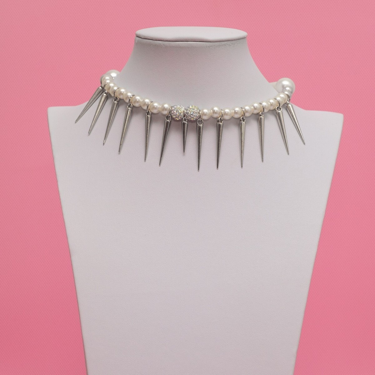 Jewellery Egirl Choker Spike Choker, Spike Collar, Pearl Spike