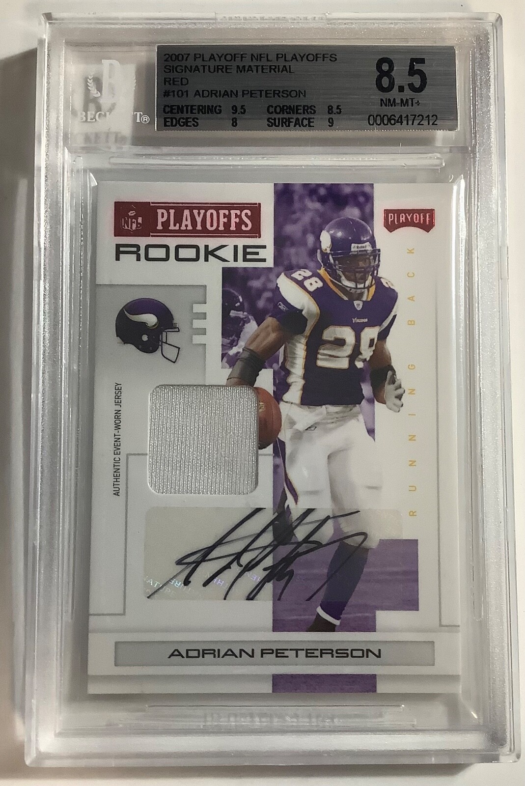 Adrian Peterson Playoff NFL Playoffs #101 Signature Material-Red