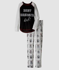  48 PJ Salvage Big Kid's Girl's White Year Book Dog Pajama Set Sleepwear Size 4