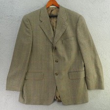 Lauren Ralph Lauren Blazer Sport Jacket Coat Men 42L Brown Houndstooth Wool