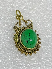 Vintage 935 SILVER ISRAEL Pendant Jerusalem Eilat Oval Stone