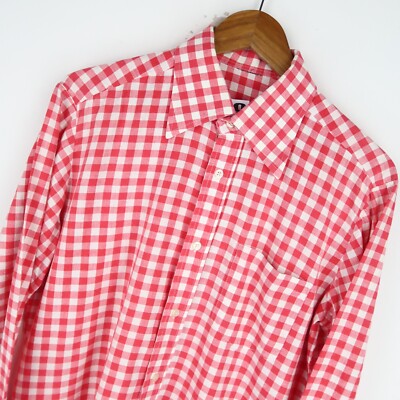 Vintage 70er Dolchkragen Herren Hemd Disco Gingham Gr. M (T5469)