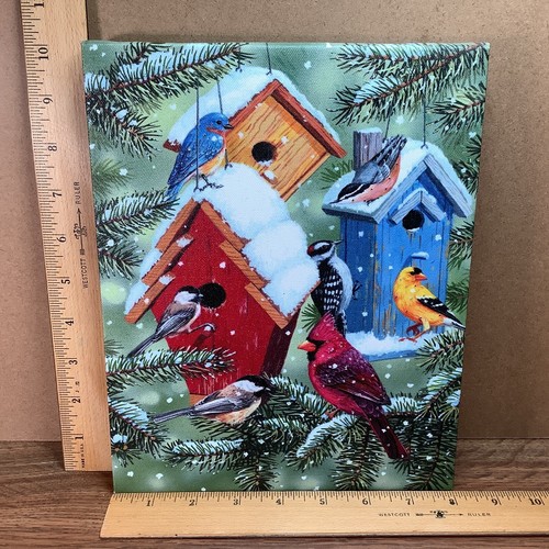 LED Light Up Canvas Print w/6 Batteries Winter Birds Wall Or Table Art SEE VIDEO - Picture 13 of 22
