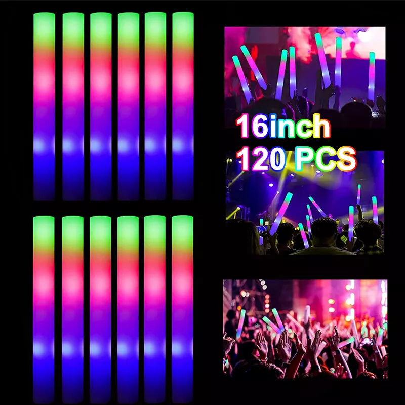 120x Light up Sticks Bulks Colorful Glow Stick Party 3 Modes Flashing  Effect-16