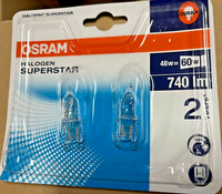 2 X Osram Halogen Stiftsockellampe Halogen Superstar 48W 230V G9 740Lm 2000H