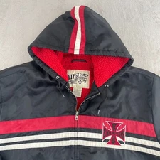 West Coast Choppers Jacket Men Large Jesse James Full Zip Hood Sherpa Lined Y2K