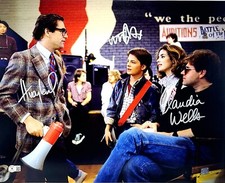 MICHAEL J FOX, HUEY LEWIS & CLAUDIA WELLS Signed B2TF 16x20 Photo BAS