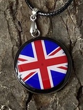Union Jack Flag Pendant On A Faux Leather Cord For Those Who Are Patriotic.