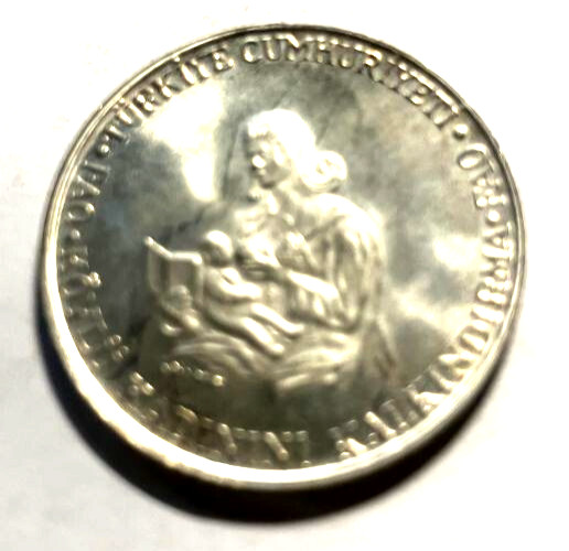 elf Turkey 500 Lira 1980 Silver PR Mother Nursing FAO Education for  Rural Women