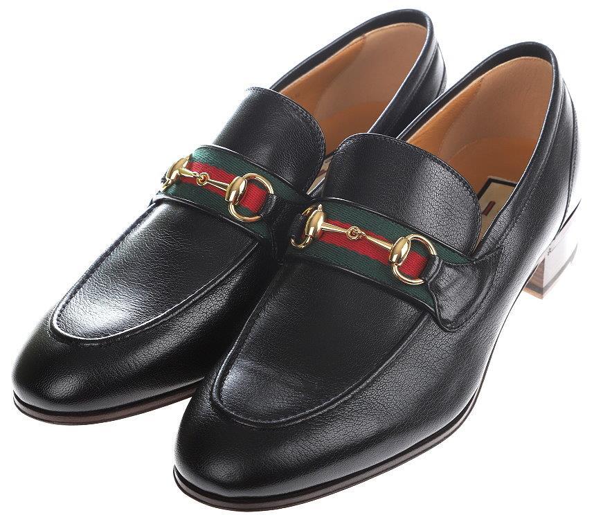 BLACK LEATHER HORSEBIT WEB LOAFER SHOES 