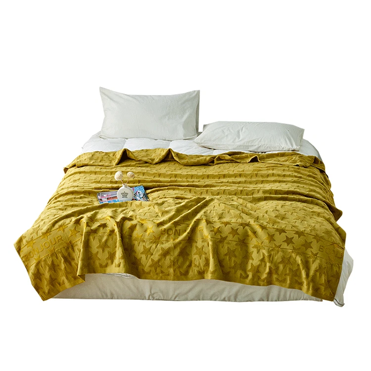 Pure Cotton Towel Blanket Soft Star Relief Traditional Craft Bed Cover Sheet New - Image 4 of 4