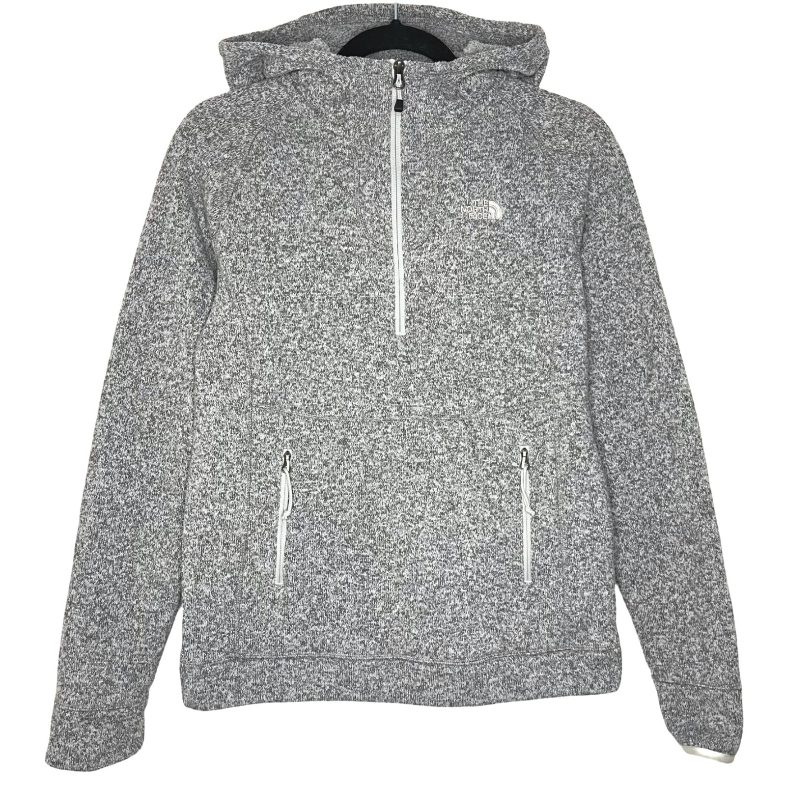 The North Face Crescent Sunshine Hoodie Womens Small Knit Fleece 1/4 Zip Hooded