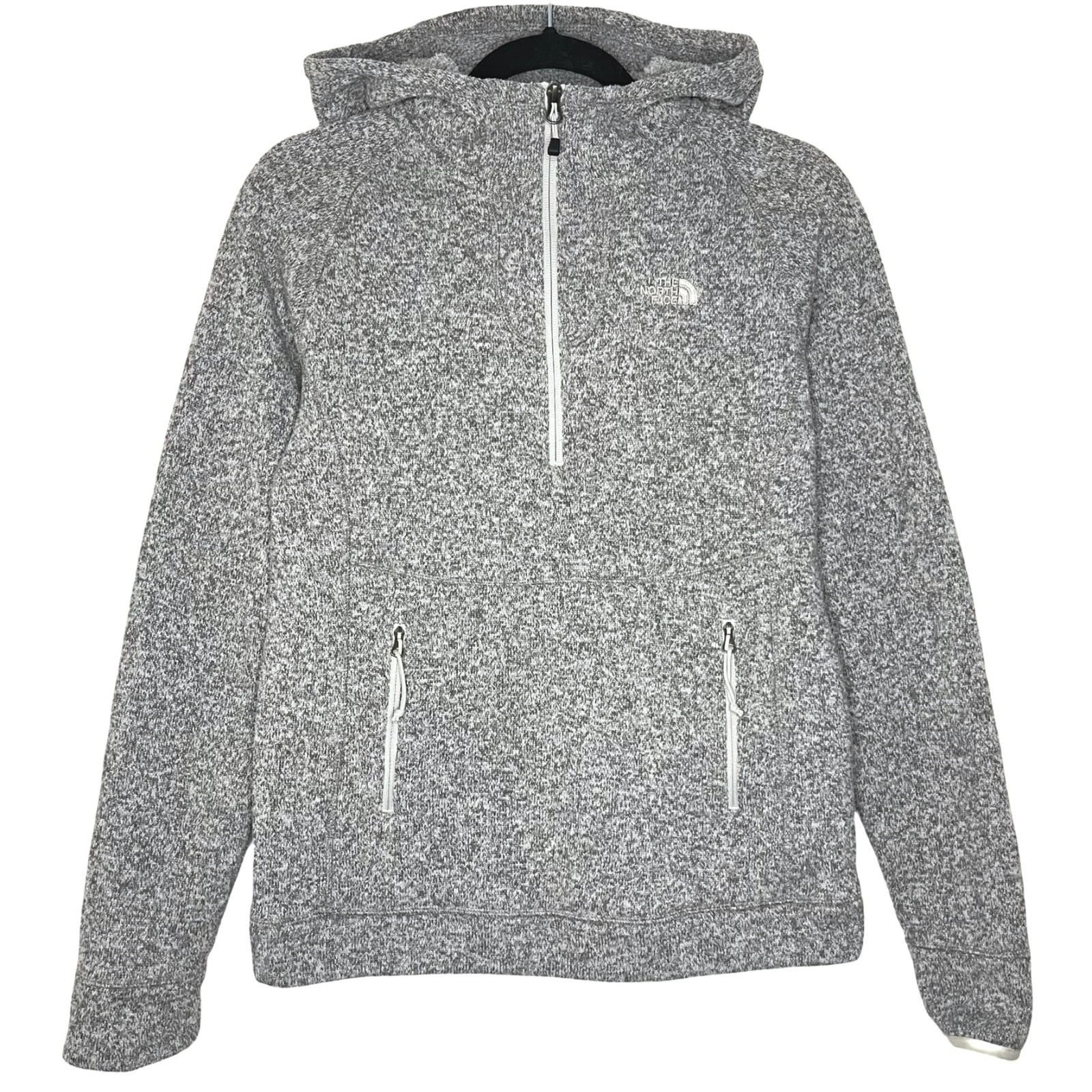 The North Face Crescent Sunshine Hoodie Womens Small Knit Fleece 1/4 Zip Hooded