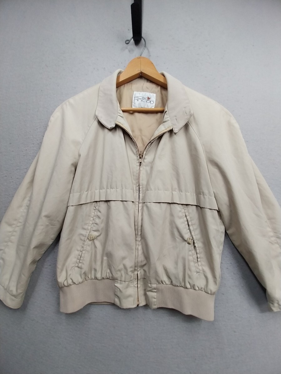Vintage Fox Knapp Coat Womens Size Medium Tan Lined Full Zip 