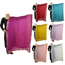 Dupatta Gold Toned Solid Gotta Patti Stole Scraf Indian Ethnic Neck Wraps Shawls