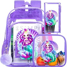 gxtvo Clear Backpack for Girls and Boys, Kids Transparent Bookbag, 3PCS Cute ...