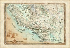 Antiqued Southern California Full-Size Wall Map (35x24)